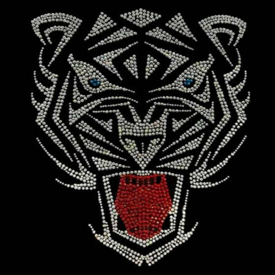 Crystal Tiger Iron On Rhinestone Bling Design Patch